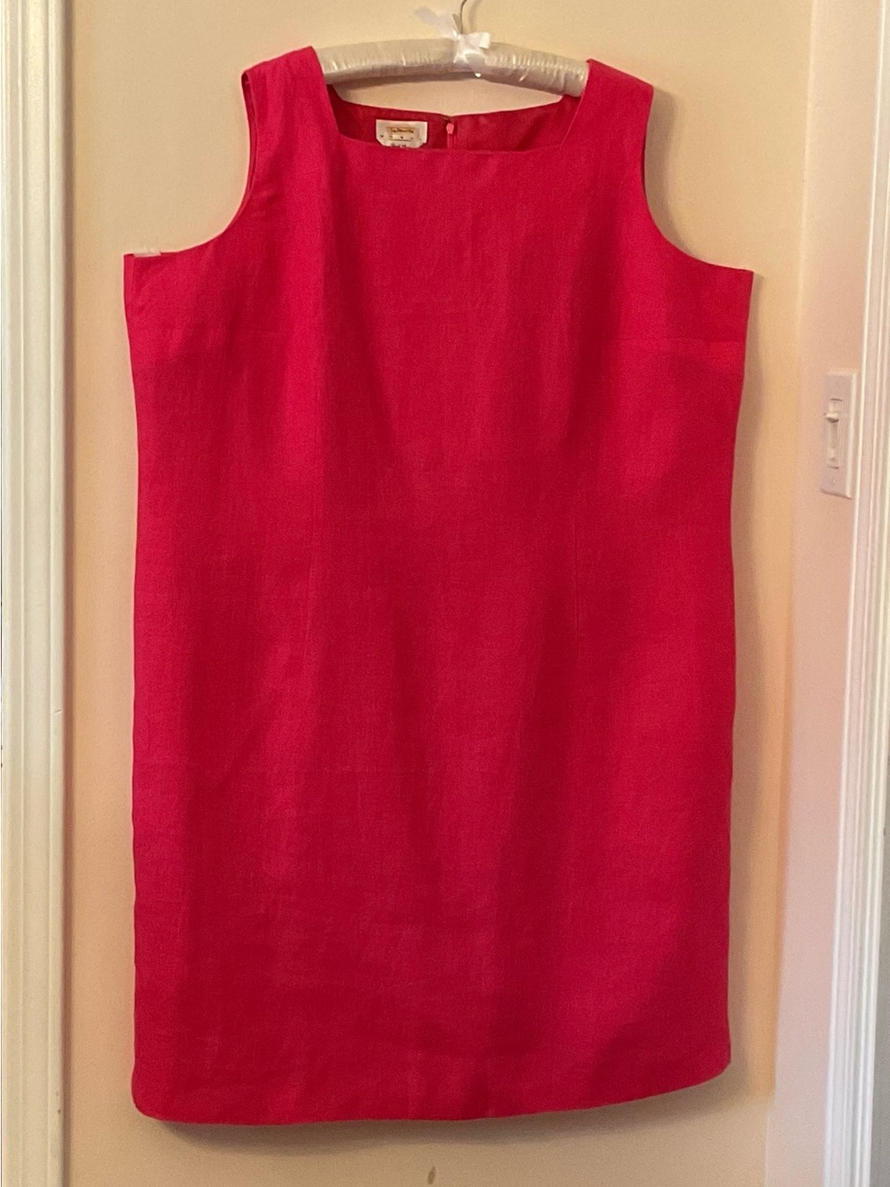 Irish LINEN Plus Size 20 W Talbots Hot Pink Sleeveless Shift Dress - Picture 2 of 4